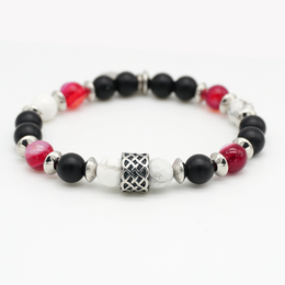 Bracciale Vesuviano in pietre naturali rosse e nere fatto a mano - Crealo Pietre Naturali