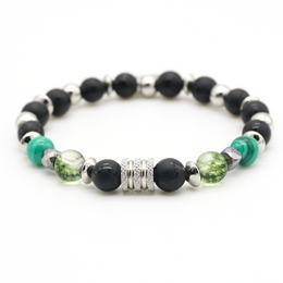 Bracciale Alpino in pietre naturali nere verdi e turchesi fatto a mano - Crealo Pietre Naturali